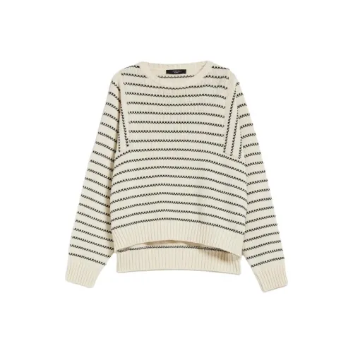 WEEKEND MaxMara Коллекция NATURA OVERSIZED Полосатый Хлопок Свитер Женские Экрю
