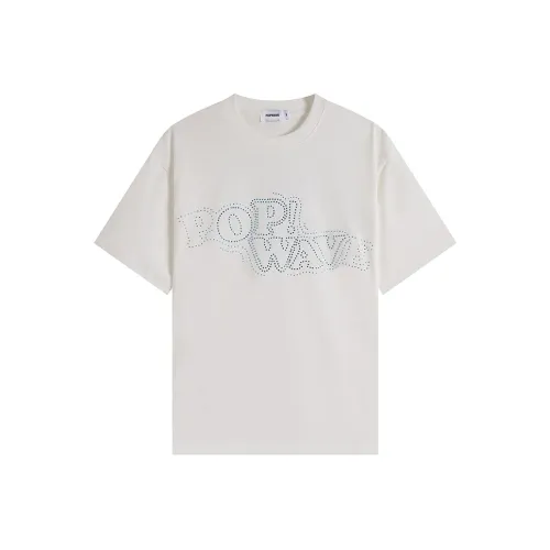 POPWAVE T-рубашка унисекс белого цвета с синими блестками короткого рукава