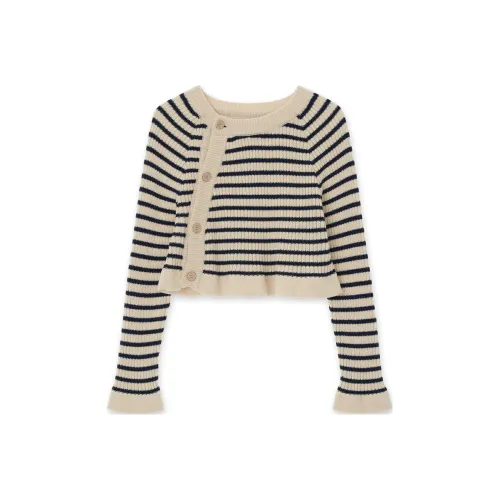 KIMHEKIM SS24 ASYMMETRIC Шерстяной хлопок Укороченный кардиган Свитер Женский Айвори Айвори