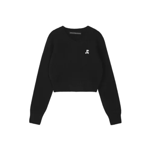 Rest Recreation Шерсть V-образный вырез Укороченный свитер из трикотажа Женские Черный