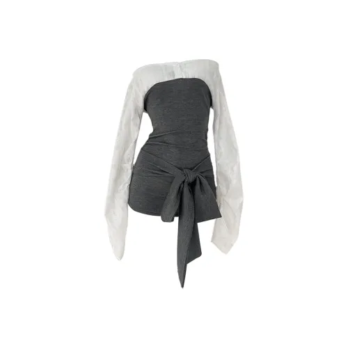 ONE PASS STUDIO Стандартная T-рубашка Женская Серого цвета