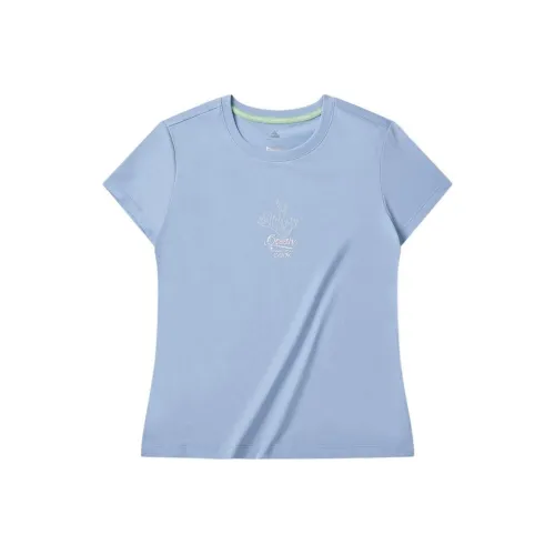 PEAK Рукав с оборванным плечом T-рубашка Женская Синяя