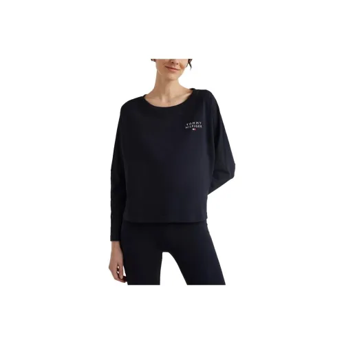 Tommy Hilfiger Логотип Длинный рукав Рубашка Рубашки и Поло Пустыня Небесный Синий Рубашка Женская Морской Синий