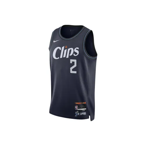 nike Баскетбольная Джерси Городская Edition 2023 24 Сезон Los Angeles Clippers Kawhi Leonard Размер 2 Мужской Морской синий