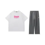 Белая рубашка с короткими рукавами + темно-серые штаны