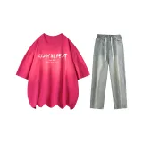 Комплект одежды (Топ в цвете драконьего фиолетового + Штаны в цвете желтой грязи)