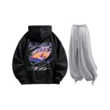 Set (Black Top + Light Gray Casual Pants)  
Комплект (Черный топ + Светло-серые повседневные штаны)