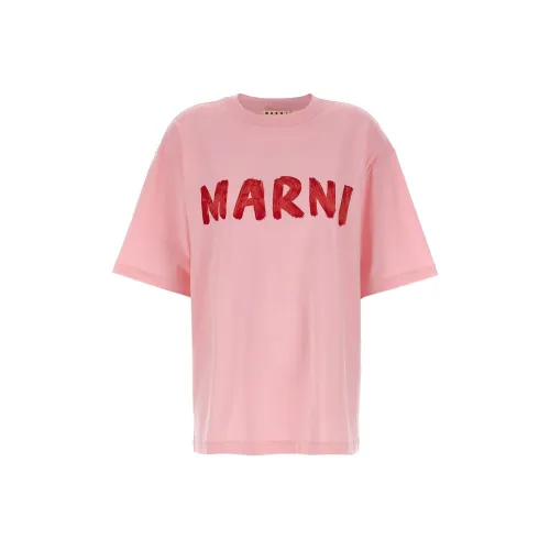 MARNI SS24 Рукав с оборванным плечом T-рубашка Женская Розовая