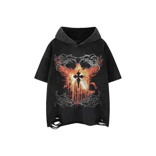 BEAR UNION Рукав с оборванным плечом T-рубашка Унисекс Черный