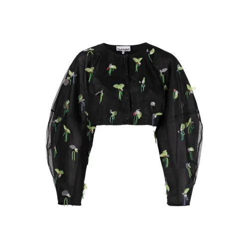 GANNI Черный Женские Короткие Топы