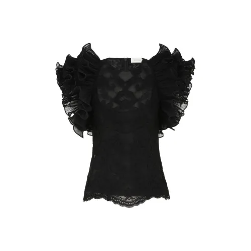 Zimmermann Т-рубашка с оборкой на рукаве женская черная
