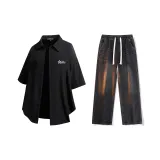 Комплект одежды (Черная рубашка + Черные джинсы)