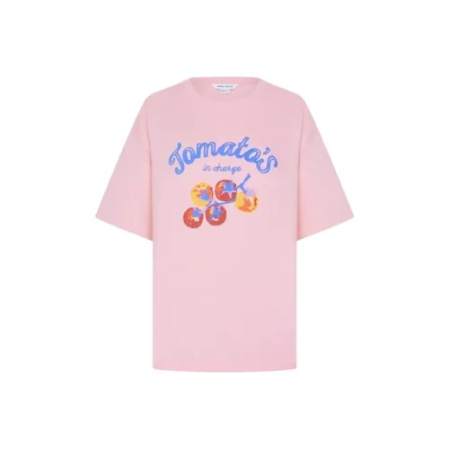 URBAN REVIVO Everyday Comic Illustration Рукав с спущенным плечом T-рубашка Женская Фуксия