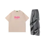 Серый Белый с короткими рукавами + Темно-серые штаны