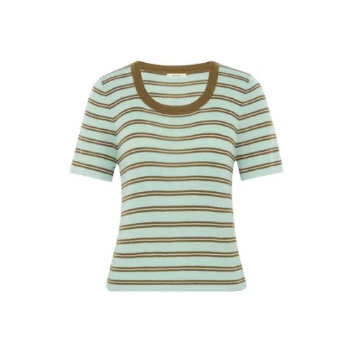 MEIYANG T-рубашка Женская Зеленый Кофейный Полосы
