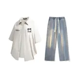 Set (Apricot Shirt + Vintage Blue Jeans)  
Комплект (Абрикосовая рубашка + винтажные синие джинсы)