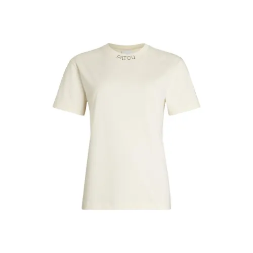 Patou Принт с буквами Круглый вырез Пуловер Короткий рукав T-рубашка Женская Белая