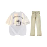 Белый + Желтый Грязь Джинсы