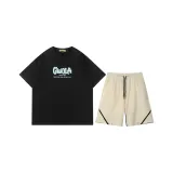 Черная рубашка с коротким рукавом + абрикосовые шорты