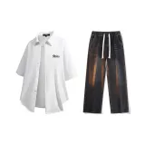 Комплект одежды (Белая рубашка + Черные джинсы)