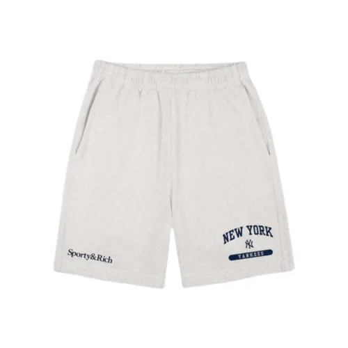 SPORTY RICH x New York Yankees FW24 League Спортивные шорты для фитнеса Unisex Фотиния Серый