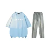 Комплект одежды (Светло-синий топ + Желтые грязные штаны)