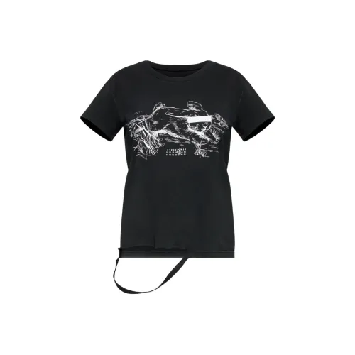 MM6 Maison Margiela совместный бренд Промытый черный Женские T-рубашки