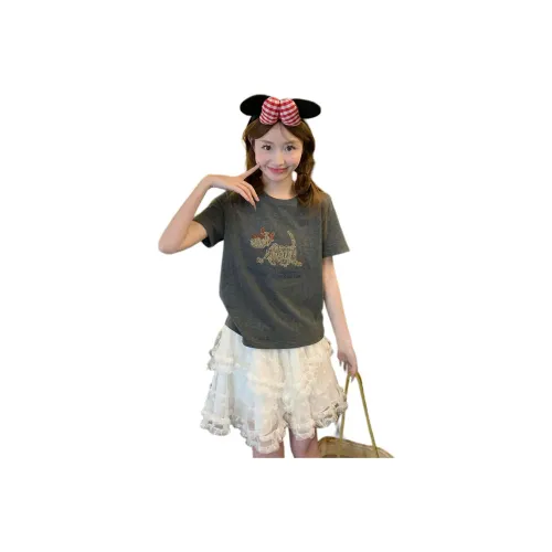 Flowers in water Набор с рукавом T-рубашка Женская Серый