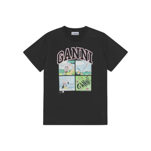 GANNI Фантомно-черные Женские Т-рубашки