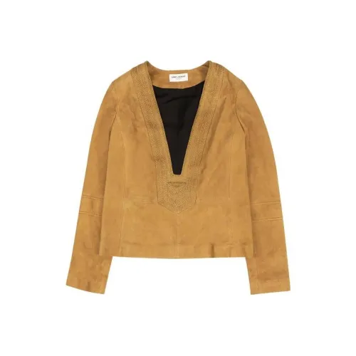 SAINT LAURENT CROP TOP Женский Коричневый