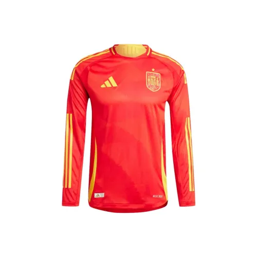 Adidas Spain 24 Длинный рукав Дом Аутентичный Джерси Футбол Джерси Мужской Красный