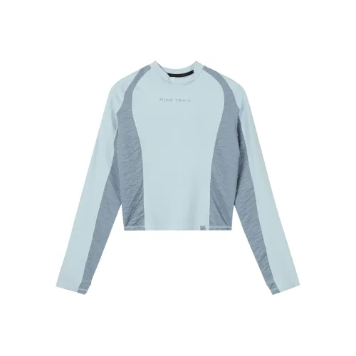 Nike Реглан-рукав Т-рубашка Женская Светло-синяя