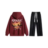 Комплект одежды (Бордовый топ + Черные джинсы)