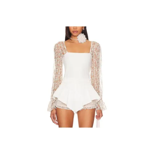 FREE PEOPLE × Intimately FP Gimme Butterflies Коллаборация T-рубашка Женская Белая