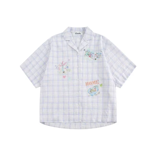 DOH STORE Рубашка Унисекс Синие-Белые Клетка