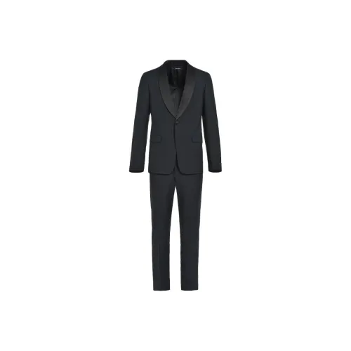 PRADA Шерсть и Мохер Tuxedo Бизнес-костюм Мужской Черный