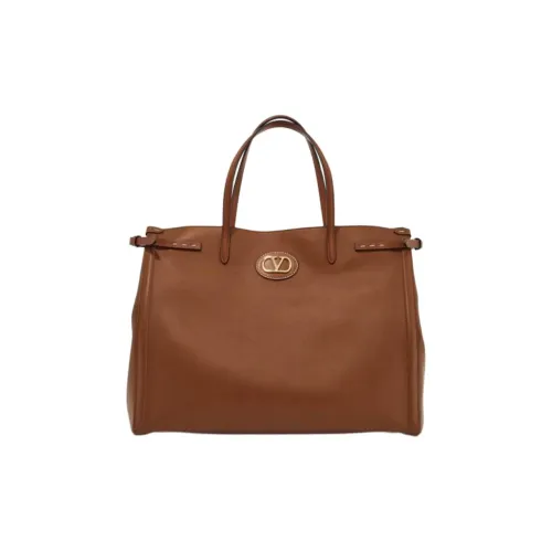 Valentino Телячья кожа Тоут Сумка Сумка для покупок Сумка Большая Женская Коричневая