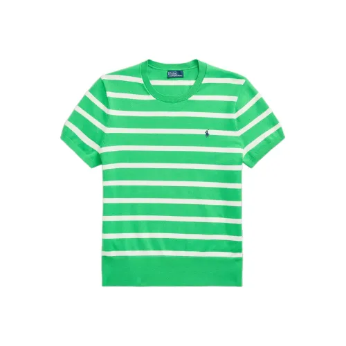 Polo Ralph Lauren Полосатый короткий рукав свитер женский зеленый