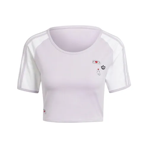 Adidas Originals x Mickey Mouse SS24 Рукав реглан T-рубашка Женская Серебряная