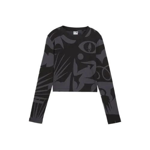 PUMA CLASSICS Стандартная футболка женская черная модель 01