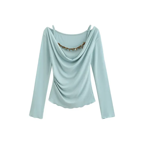 ONEPASS A Линия Дизайн Длинный Рукав Т-Рубашка Женская