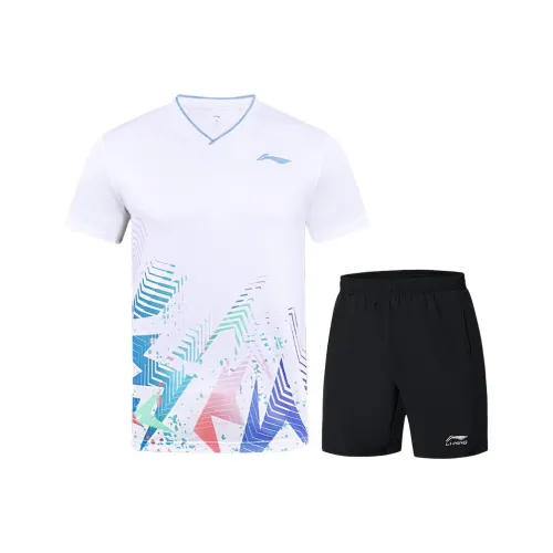 LINING Белый+Черный Мужские Бадминтонные Джерси