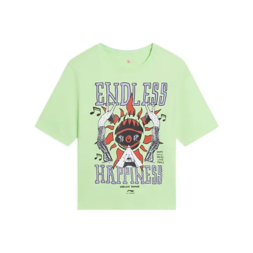 LINING Бабочковый зеленый и розовый Женские футболки