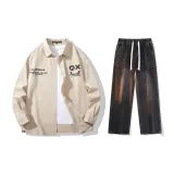 Комплект (Хаки топ + Черные джинсы)