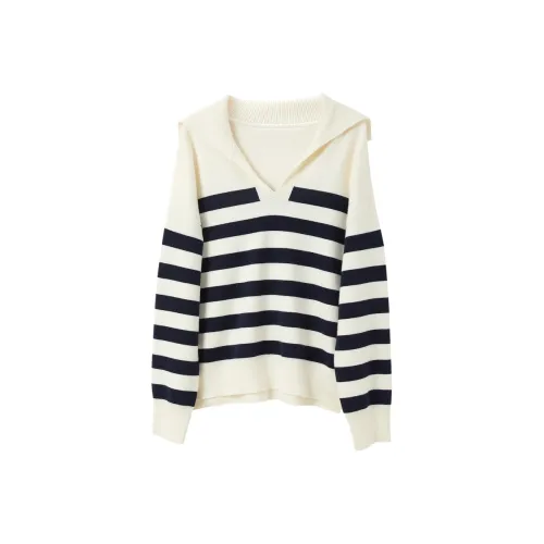 3COLOUR Свитер Женский Темно-синий Полосы