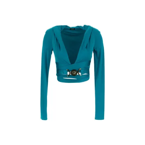 VERSACE Бирюзовый Женские Короткие Топы