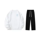 Флисовый комплект (Белый топ + Черные штаны с флисовой подкладкой)