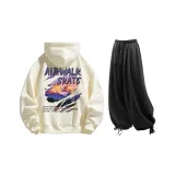 Комплект одежды (Абрикосовый топ + Черные повседневные штаны)