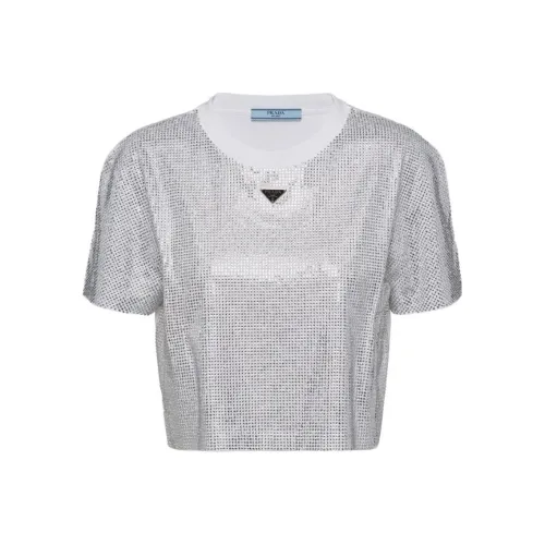 PRADA FW23 T Рубашка Женская Серебряная Белая