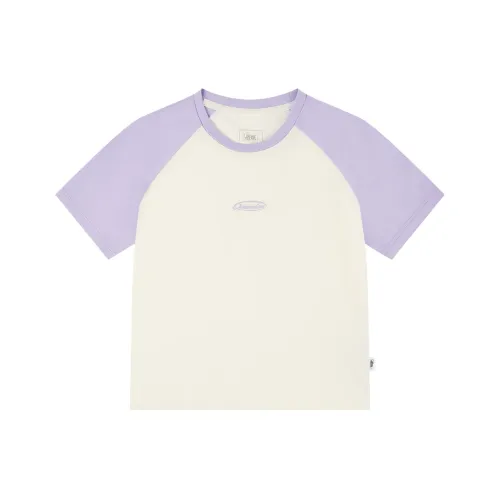 QIAODAN T-рубашка Женская Кремово-белый Фиолетовый Туман